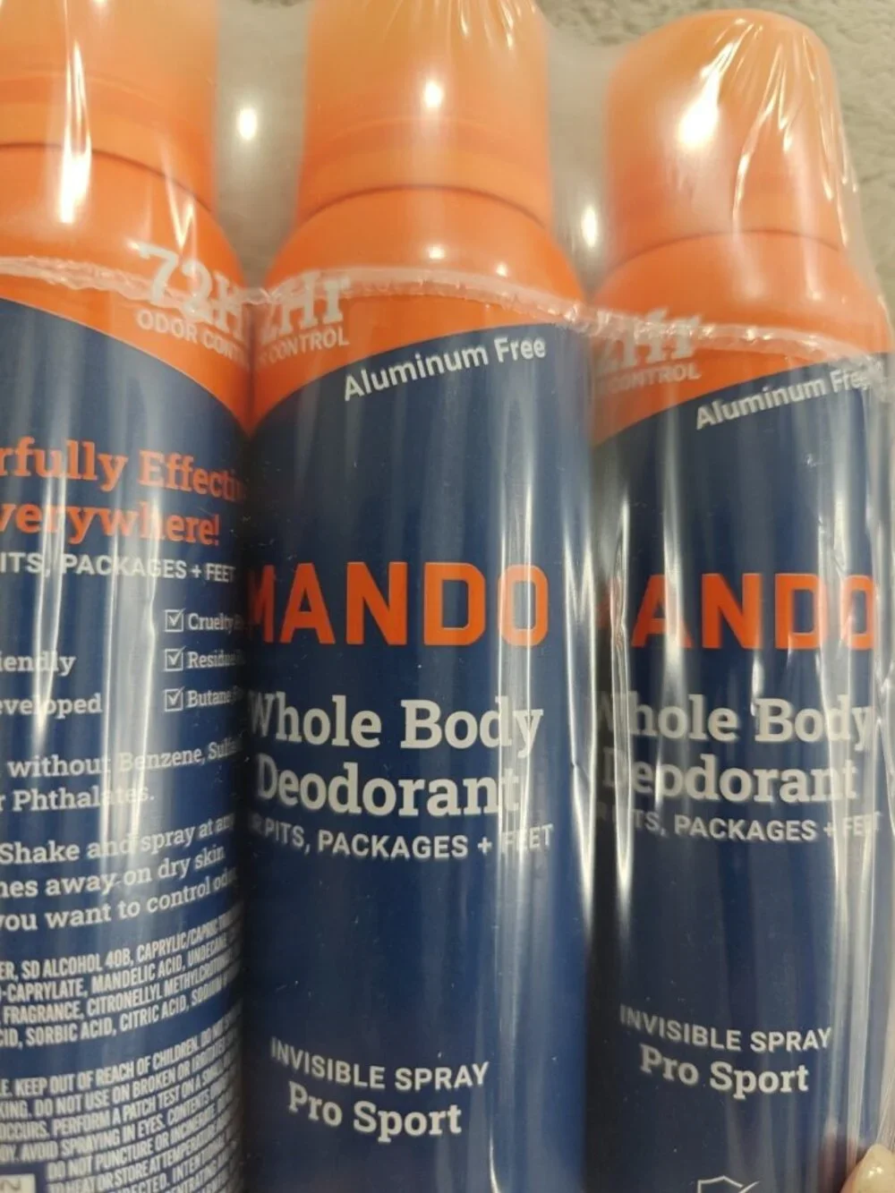 Lot 3 Mando Men's Whole Body Deodorant Invisible Spray Pro Sport 3.6oz Each
